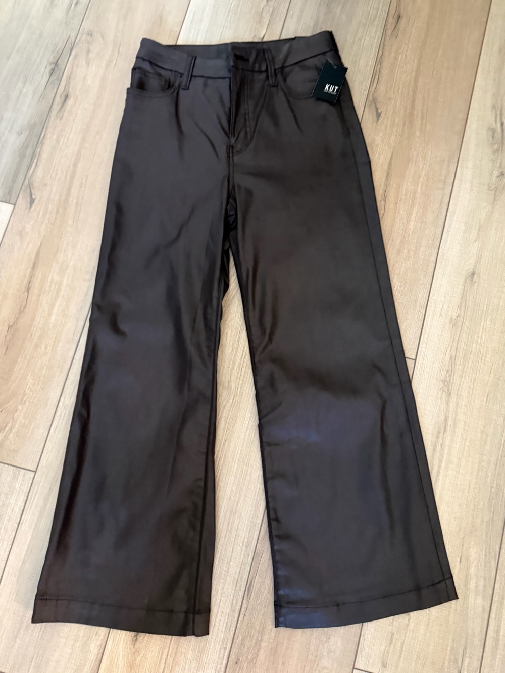 KUT Meg Coated Brown Wide Leg
